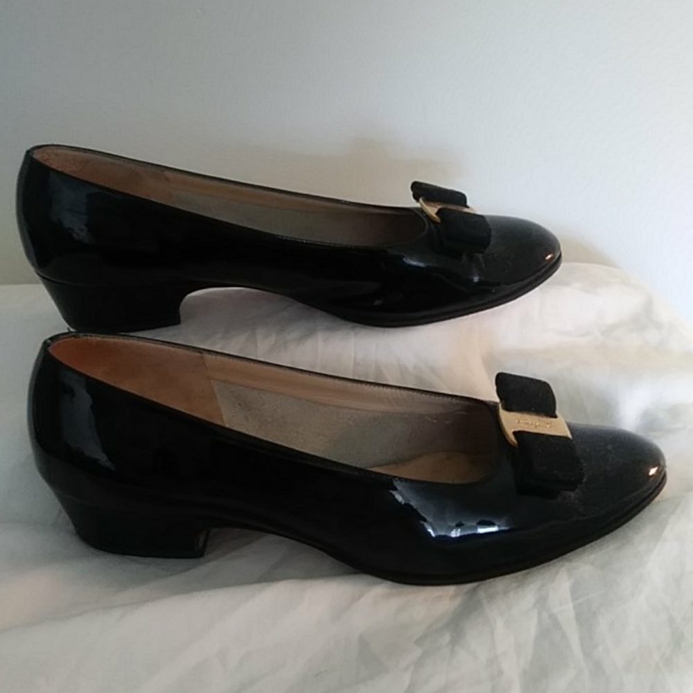Patent Leather black Ferragamo shoes